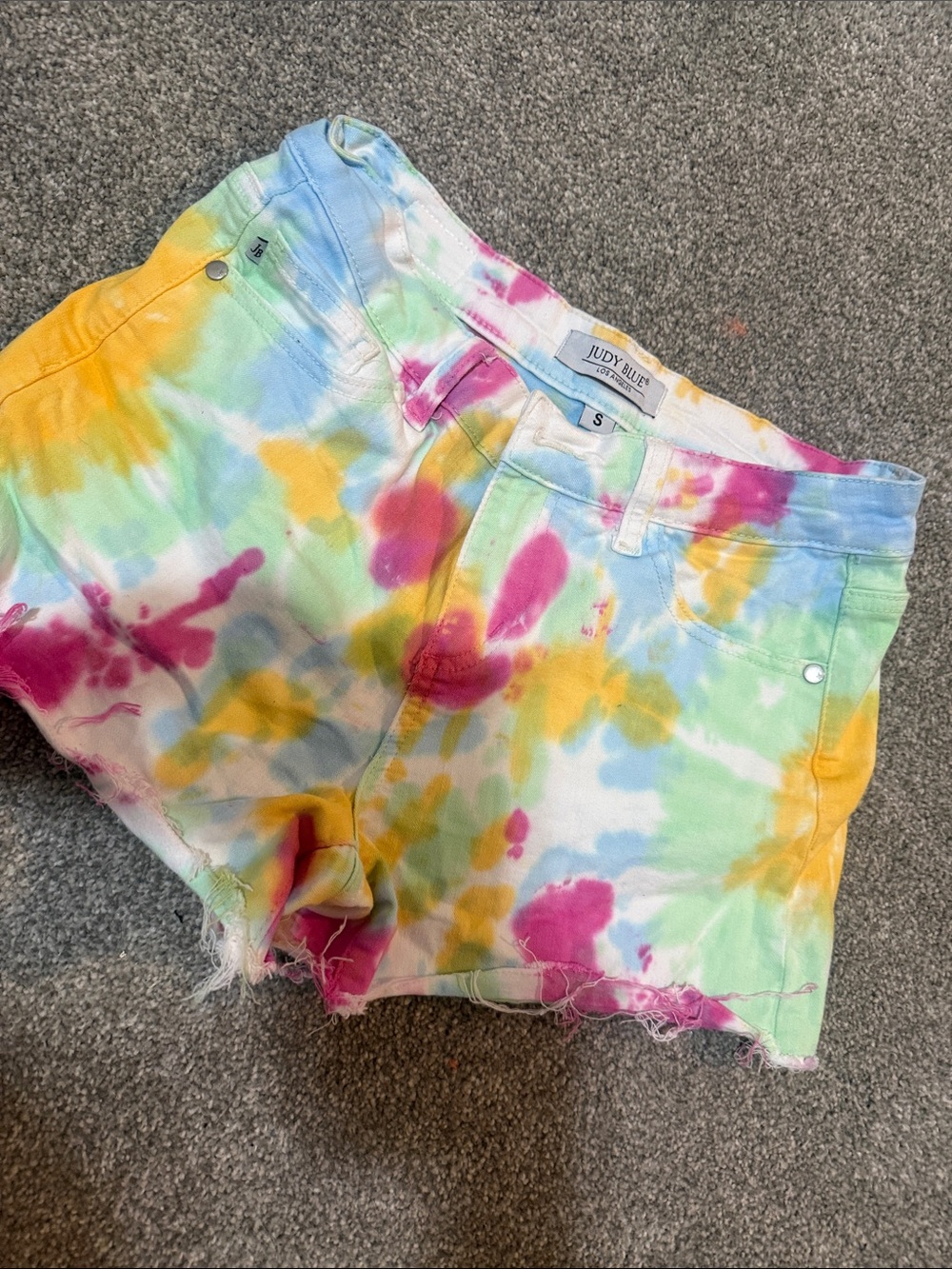 Judy Blue Multi-Color Tie-Dye Cutoff Jean Shorts